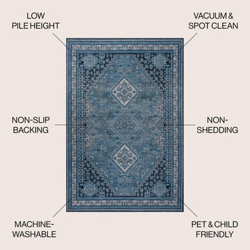 Dalyan Geometric Medallions Washable Area Rug